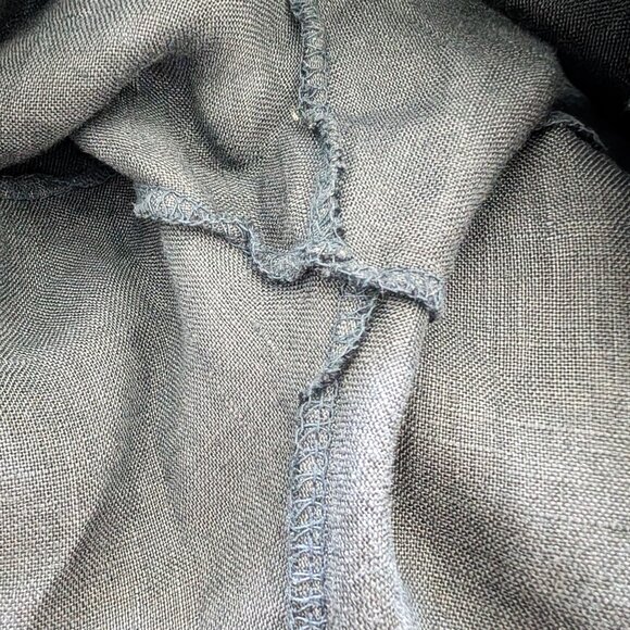 Pure Venice Women Sz M Blue 100% Linen Elastic Waist Pockets Wide Leg Crop Pants - Picture 5 of 7